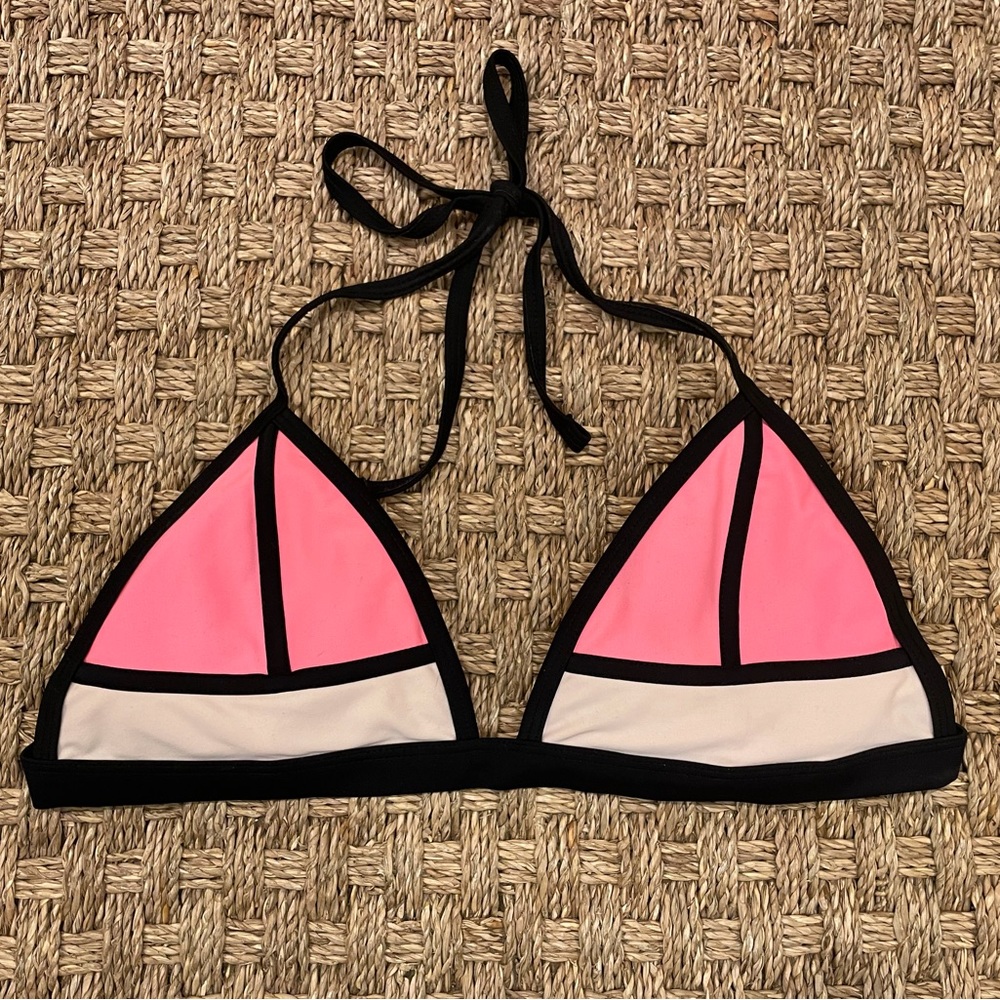 Xhilaration Hot Pink & Black Triangle Bikini Top